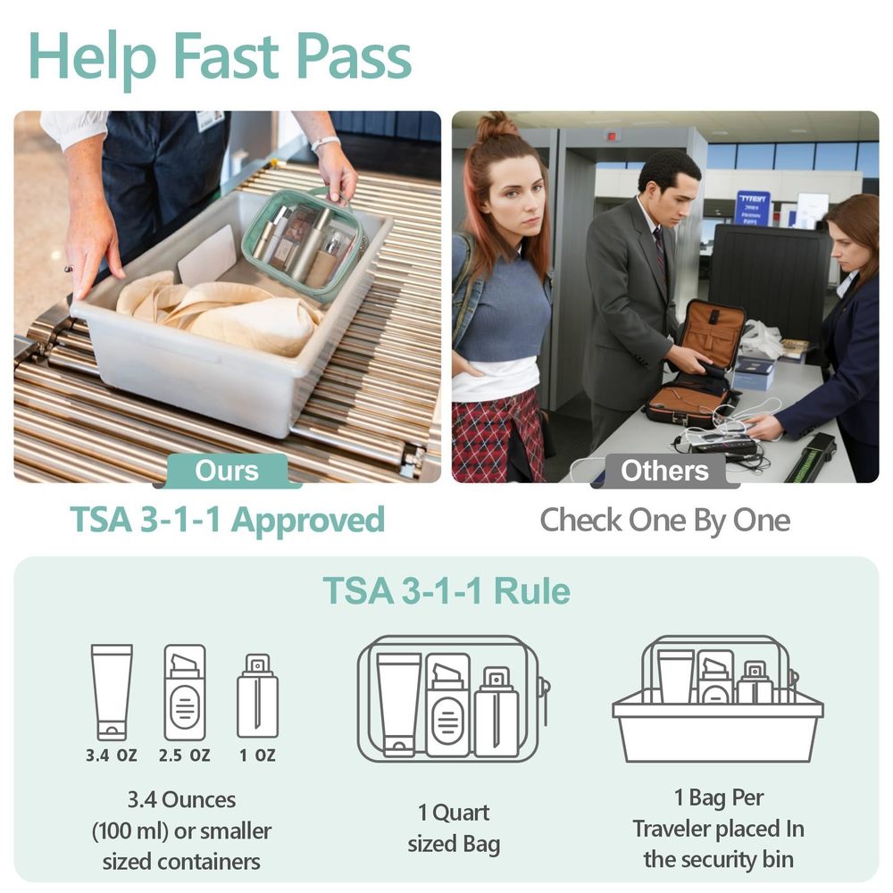 Tsa Approved Toiletry Bag - Glitter Textured Clear Makeup Bag, Personalized😉 - Picture 3 of 8